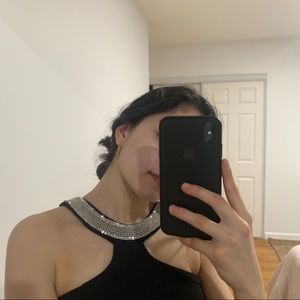 Elegant Black Mini Halter Dress